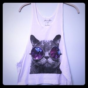 Cat with cosmic sunglasses tank